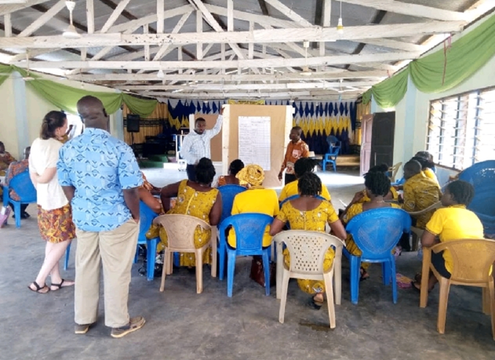 EP Africa facilitators leading a community training session with women participants in Ghana